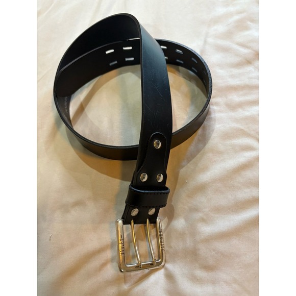 Harley Davidson Belt Mens 34 Black Genuine Leather Double Prong Width 1-1/2" - Picture 1 of 6